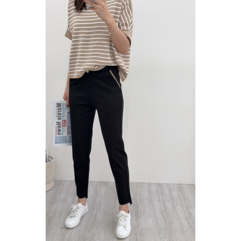 顯瘦斜口袋西裝褲🤎西裝褲 長褲 ＯＬ 上班族 斜口袋 腰鬆緊 AB褲-細節圖9