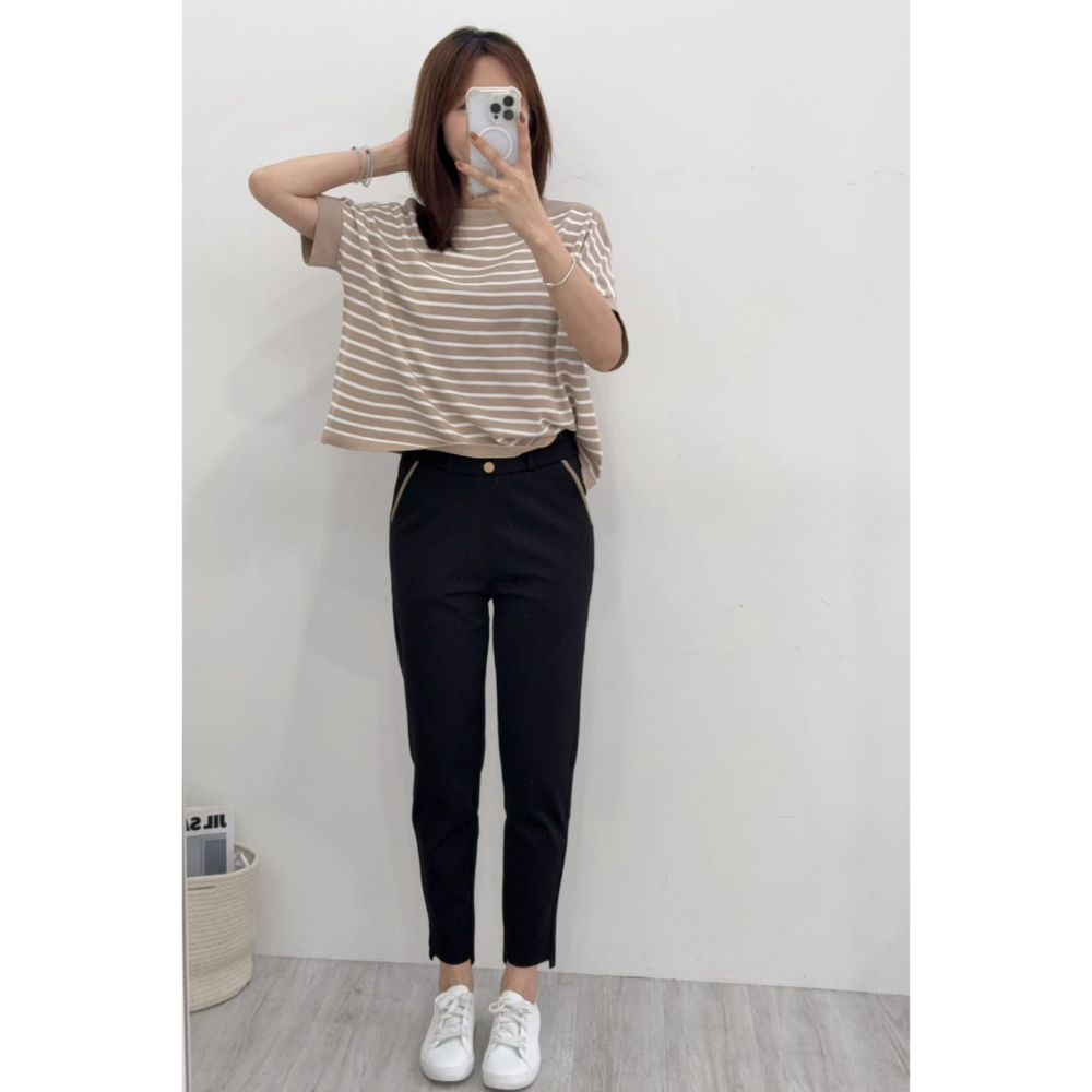 顯瘦斜口袋西裝褲🤎西裝褲 長褲 ＯＬ 上班族 斜口袋 腰鬆緊 AB褲-細節圖10