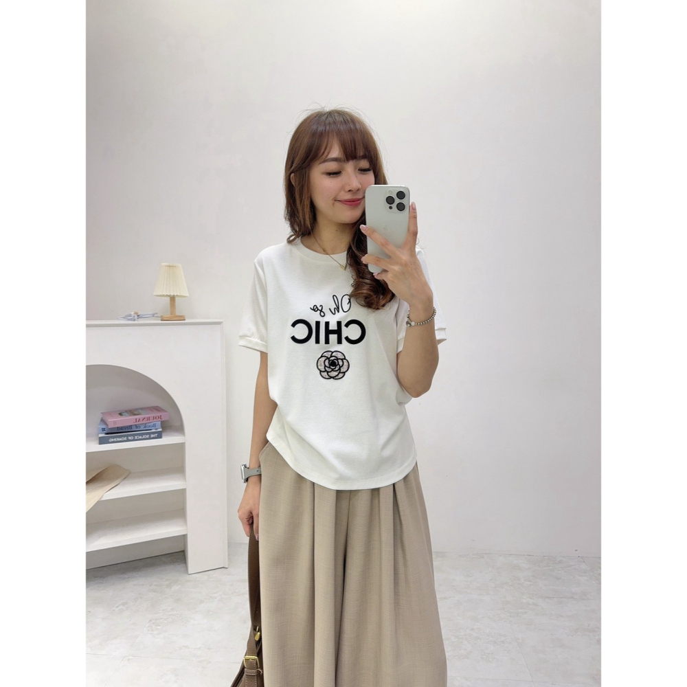 小香風山茶花T🤎棉Ｔ Ｔ恤 上衣 短袖 圓領 山茶花 小香風 山茶花T-細節圖6