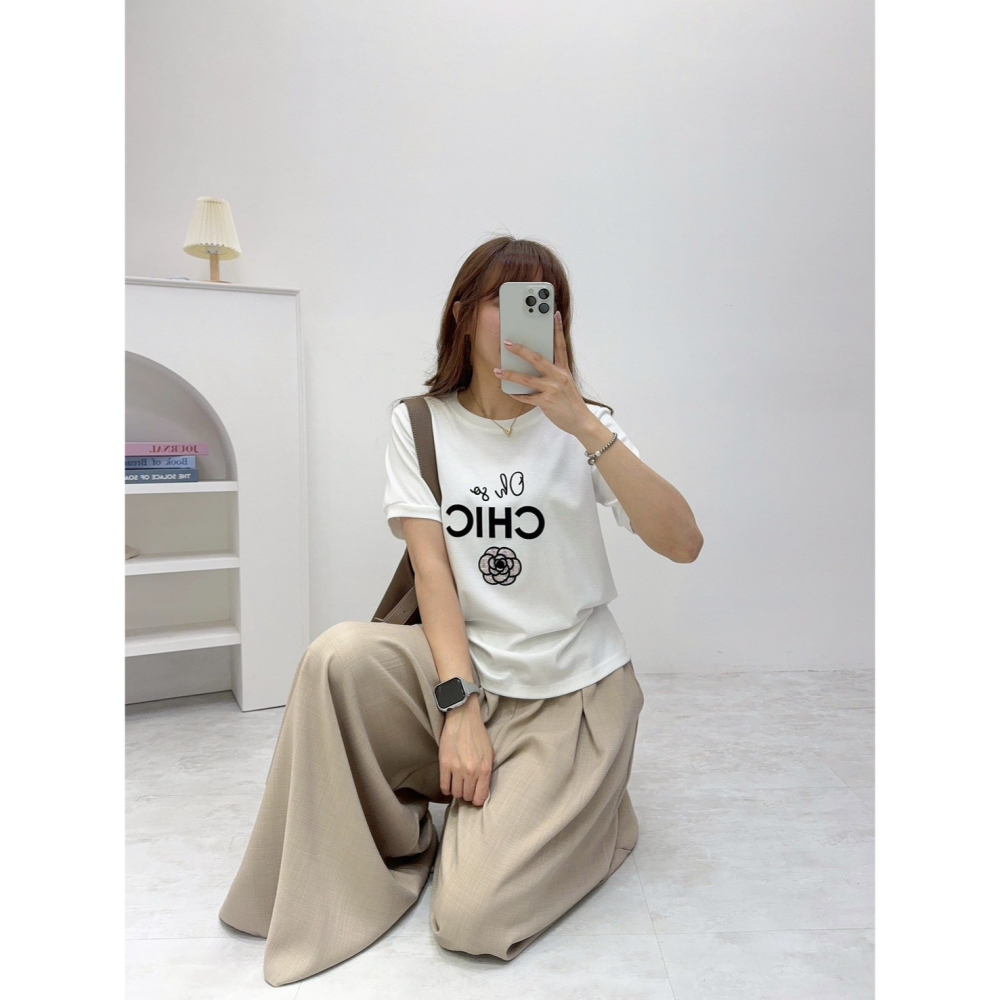 小香風山茶花T🤎棉Ｔ Ｔ恤 上衣 短袖 圓領 山茶花 小香風 山茶花T-細節圖8