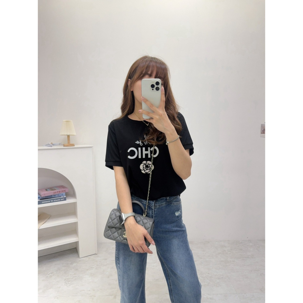 小香風山茶花T🤎棉Ｔ Ｔ恤 上衣 短袖 圓領 山茶花 小香風 山茶花T-細節圖10