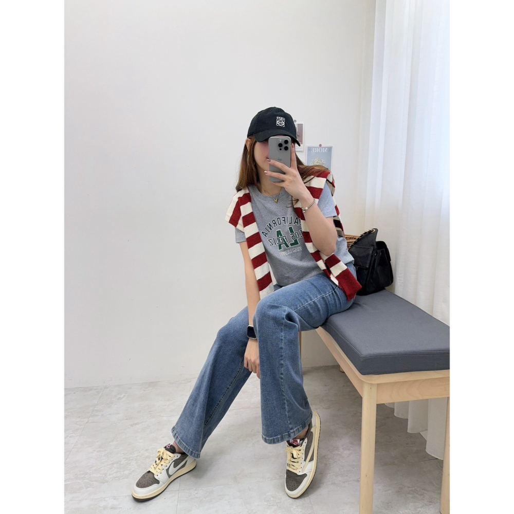 彈力修身顯瘦牛仔寬褲🤎寬褲 直筒褲 長褲 牛仔 彈力 牛仔寬褲 休閒-細節圖7