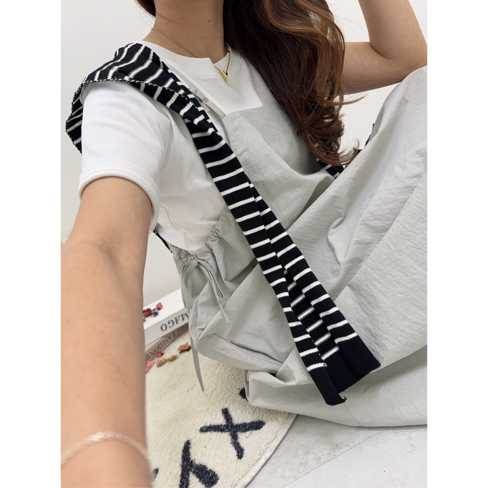 工裝細肩長洋兩件套🤎兩件套 短袖 圓領 上衣 連身裙 吊帶裙 細肩 長洋 工裝-細節圖8