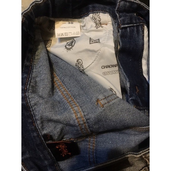 《全新》潮丸 - 日系手工抽鬚抓破_刺繡牛仔短褲 ( 女版 ) 30腰-細節圖5