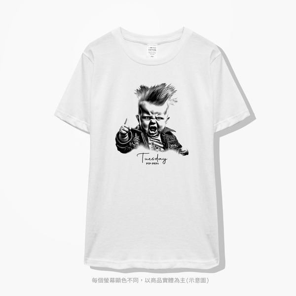 台灣TAIWAN自創品牌潮流T恤-PIPPEP-人生好累系列-星期二-細節圖2