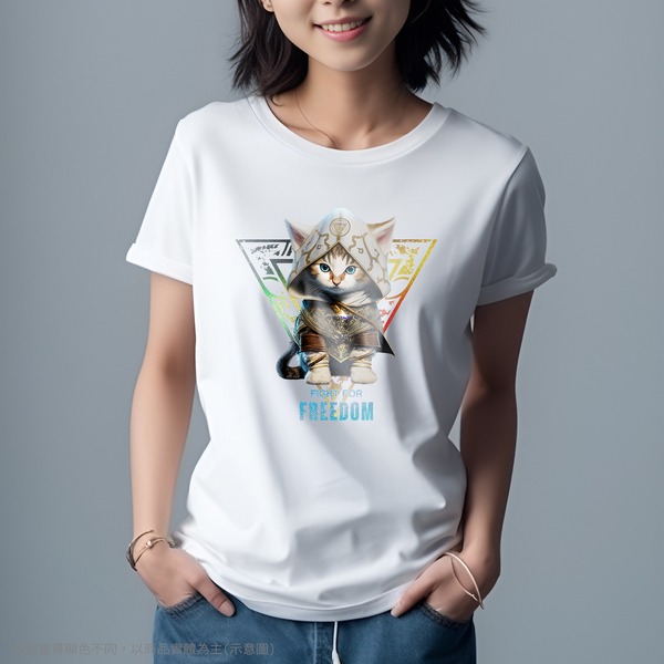 台灣TAIWAN自創品牌潮流T恤-圓領短袖T(轉印)-pip-pep-刺客小貓-細節圖2