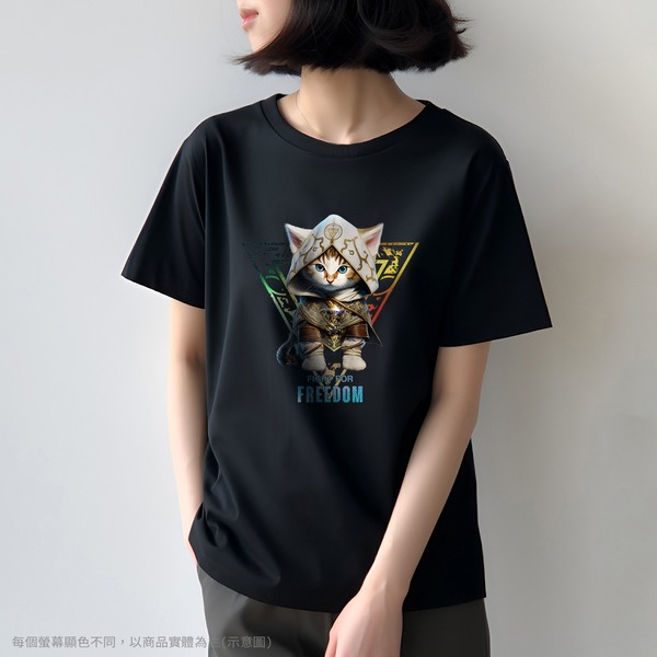 台灣TAIWAN自創品牌潮流T恤-圓領短袖T(轉印)-pip-pep-刺客小貓-細節圖3