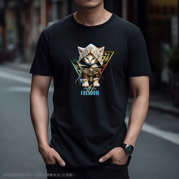 台灣TAIWAN自創品牌潮流T恤-圓領短袖T(轉印)-pip-pep-刺客小貓-細節圖5