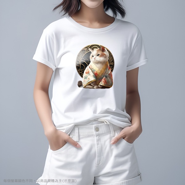 台灣TAIWAN自創品牌潮流T恤-圓領短袖T(轉印)-pip-pep-和服貓-細節圖2