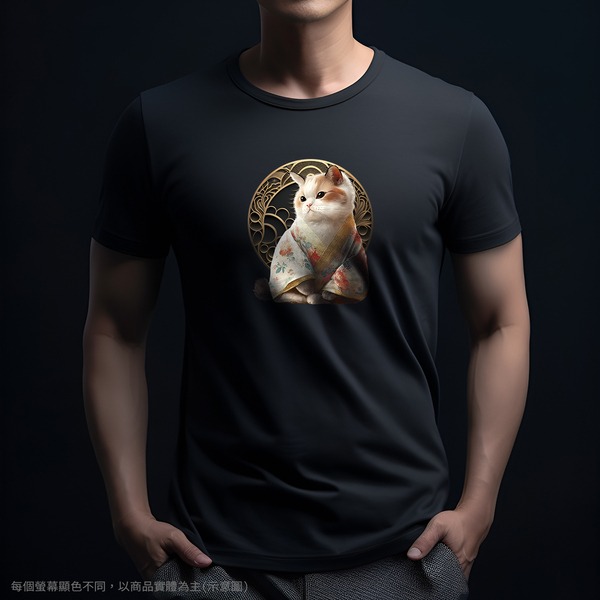 台灣TAIWAN自創品牌潮流T恤-圓領短袖T(轉印)-pip-pep-和服貓-細節圖4
