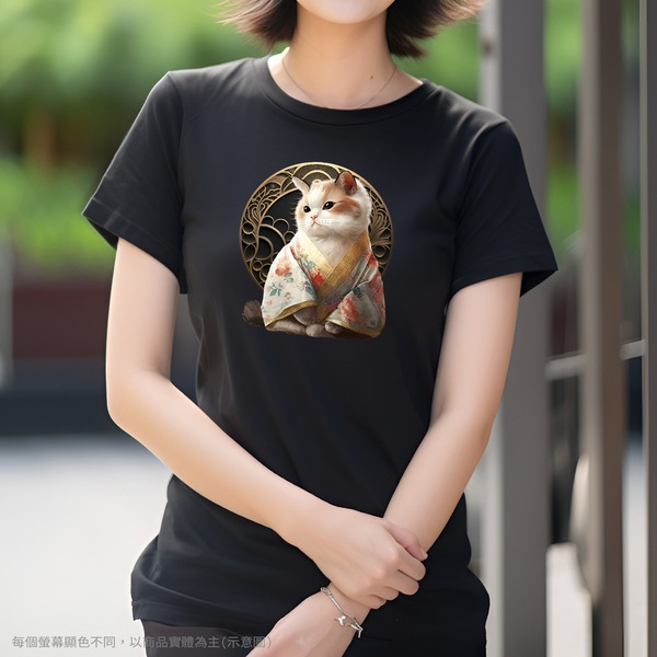 台灣TAIWAN自創品牌潮流T恤-圓領短袖T(轉印)-pip-pep-和服貓-細節圖5