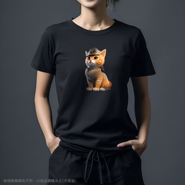 台灣TAIWAN自創品牌潮流T恤-圓領短袖T(轉印)-pip-pep-軍官貓-細節圖5