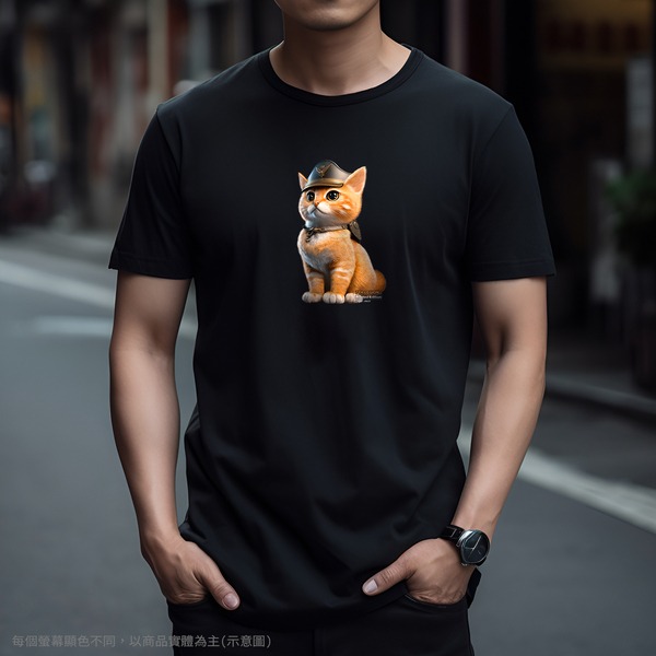 台灣TAIWAN自創品牌潮流T恤-圓領短袖T(轉印)-pip-pep-軍官貓-細節圖7