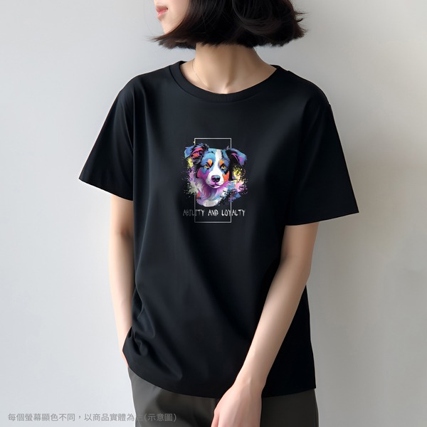 台灣TAIWAN自創品牌潮流T恤-圓領純棉短袖T(轉印)-pip-pep-七彩牧羊犬-細節圖4