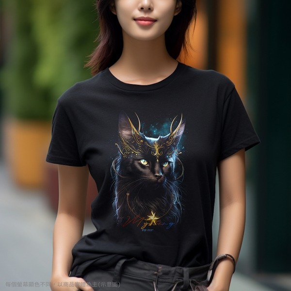 台灣TAIWAN自創品牌潮流T恤-圓領純棉短袖T(轉印)-pip-pep-神秘黑貓-細節圖4