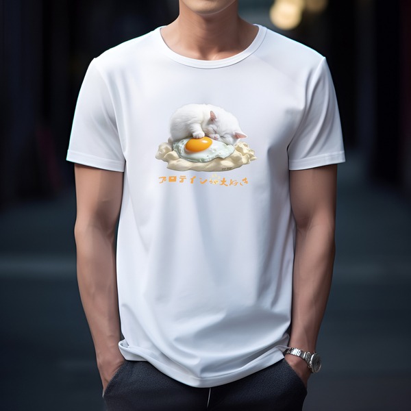 台灣TAIWAN自創品牌潮流T恤-圓領純棉短袖T(轉印)-pip-pep-蛋黃貓-細節圖6