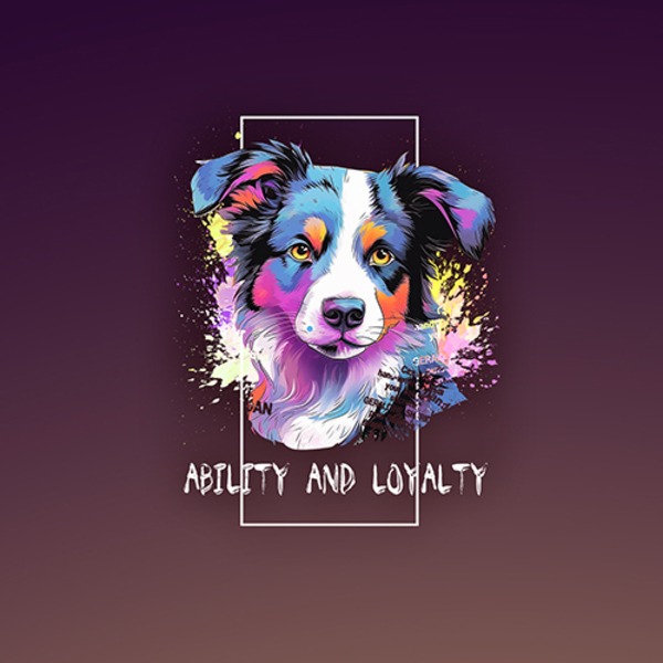 台灣TAIWAN自創品牌潮流T恤-厚磅單邊開岔-轉印技術印刷-pip-pep-七彩牧羊犬-細節圖4