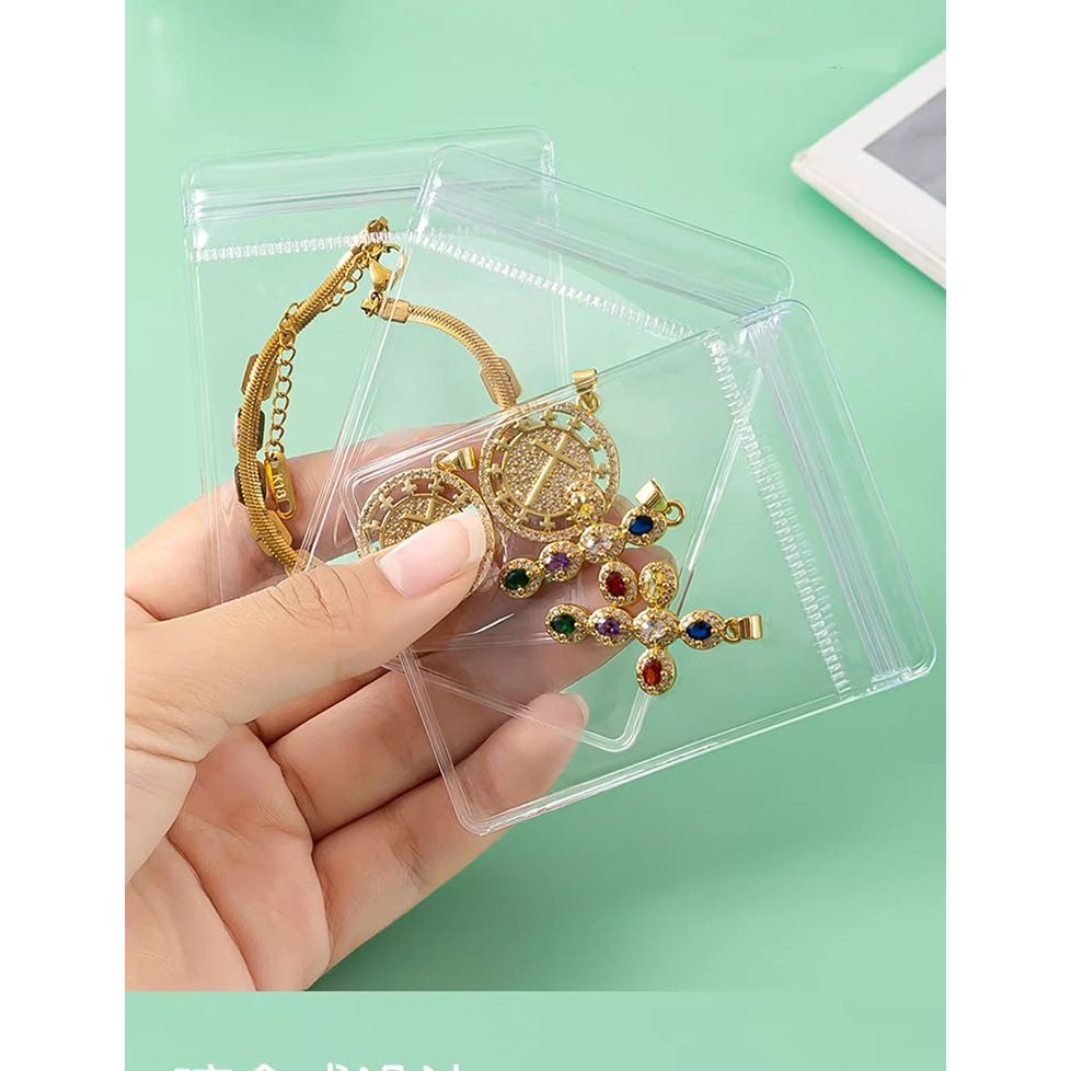 pvc自封袋6*8CM收納袋*4入8*12CM夾鏈袋*3入便攜項鍊手鏈耳環珠寶首飾透明密封袋旅行居家飾品收納-細節圖4