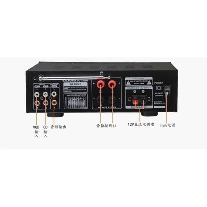 Sunbuck TAV-339BT美規藍牙大功率音箱功放器110V12V車載藍芽卡拉OK功放機家用聲音放大器商用擴大器-細節圖8