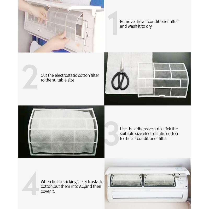 靜電棉27*73CM一側雙面膠10入適用於小米濾芯空氣淨化器空調過濾網除pm2.5防塵HEPA濾紙冷氣濾紙-細節圖5