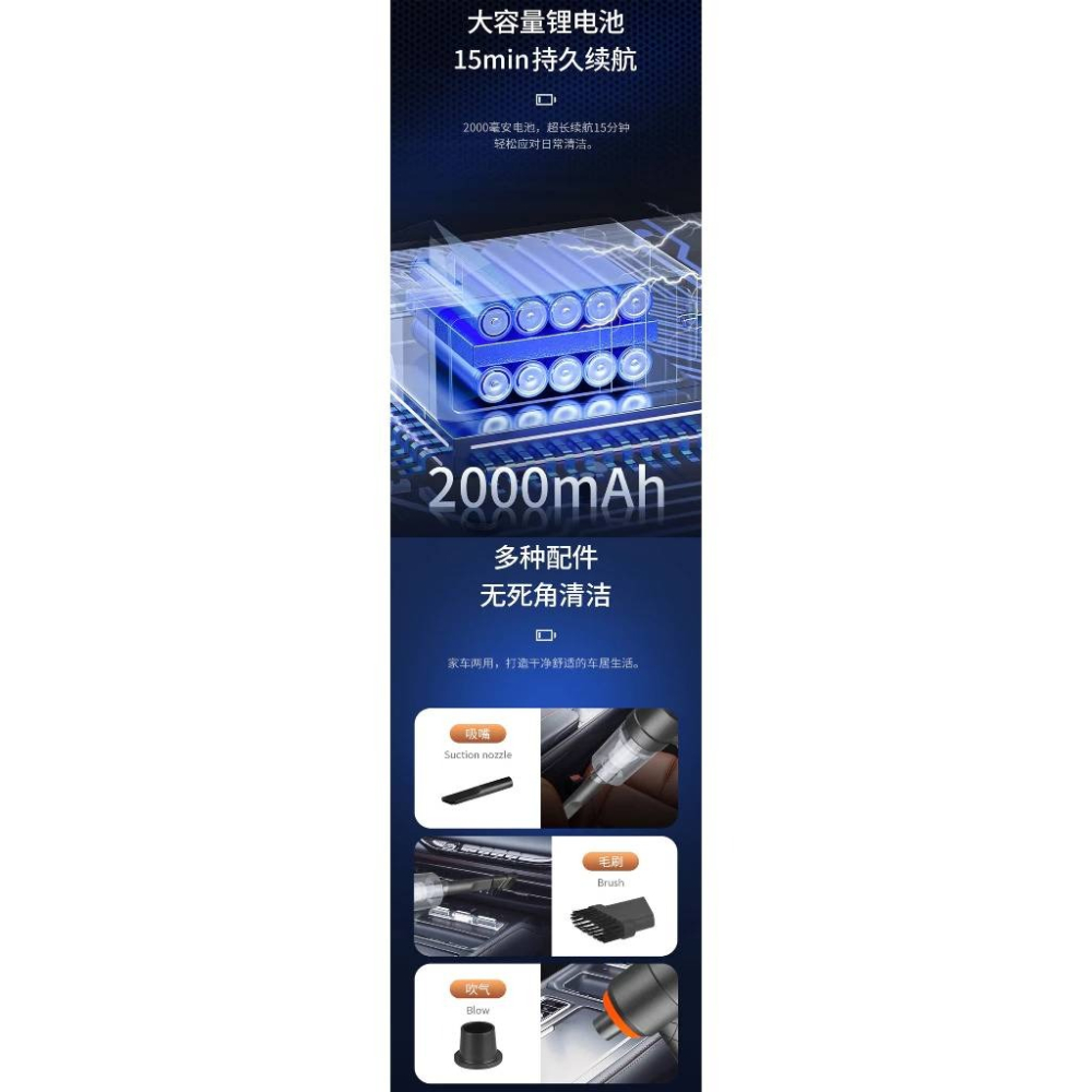 迷你吸塵器吹吸兩用吸塵器寵物吸毛器車載吸塵器汽車無線迷你吸塵器大功率吹氣機吸吹兩用機小型吸塵器-細節圖5