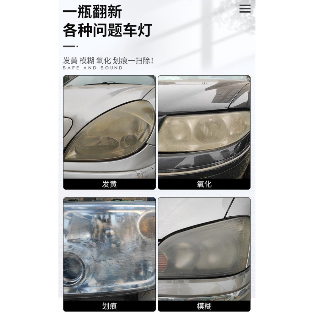 汽車大燈修復劑UV車燈翻新修復液燈罩自噴翻新速亮鍍膜劑200ml升級容量不加價送砂纸遮蔽膜-細節圖4