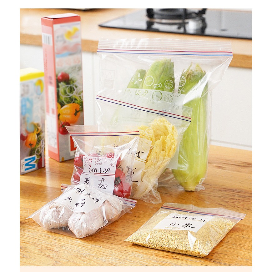 食品保鮮袋10入27*30cm家用食品分裝密封袋 大號保鮮袋餅乾零食保存袋冰箱保鮮袋自封口雙筋蔬菜冷藏保鮮袋-細節圖2