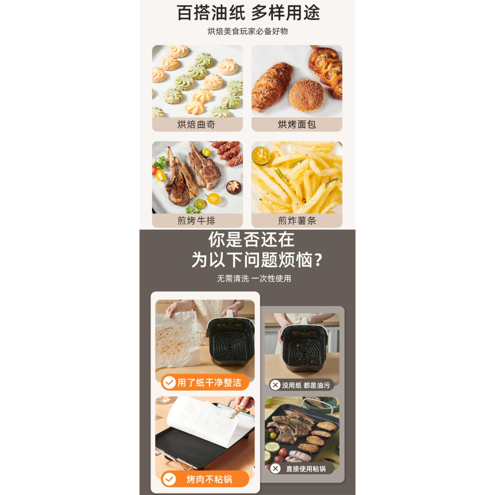 耐高溫硅油紙大卷20米食品級烤箱空氣炸鍋專用廚房家用加厚防水防油烤肉紙烘焙紙-細節圖3