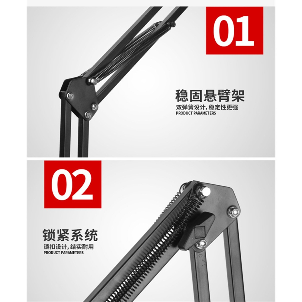 桌上手機支架平板架桌面懸臂手機支架+雲台+手機平板兩用夾圓盤手機支架平板電腦床頭追劇懶人支架主播直播懸臂支架-細節圖6