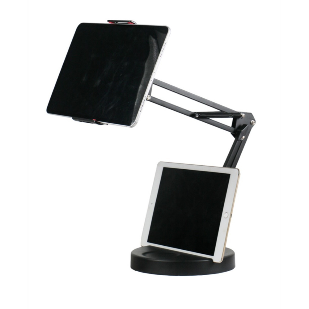 桌上手機支架平板架桌面懸臂手機支架+雲台+手機平板兩用夾圓盤手機支架平板電腦床頭追劇懶人支架主播直播懸臂支架-細節圖7