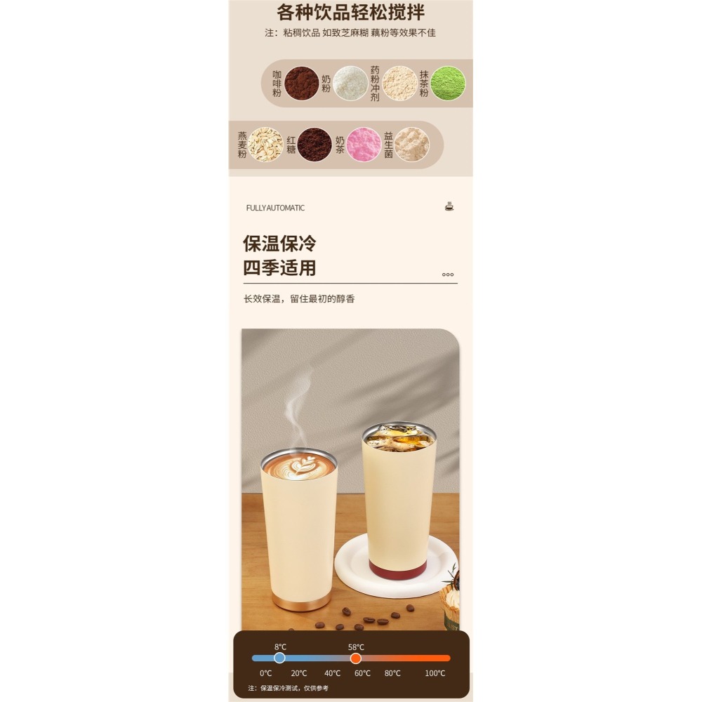 電動攪拌杯500ml不銹鋼316全自動攪拌保溫杯簡約高顏值懶人咖啡杯便攜搖搖杯保冷杯-細節圖4