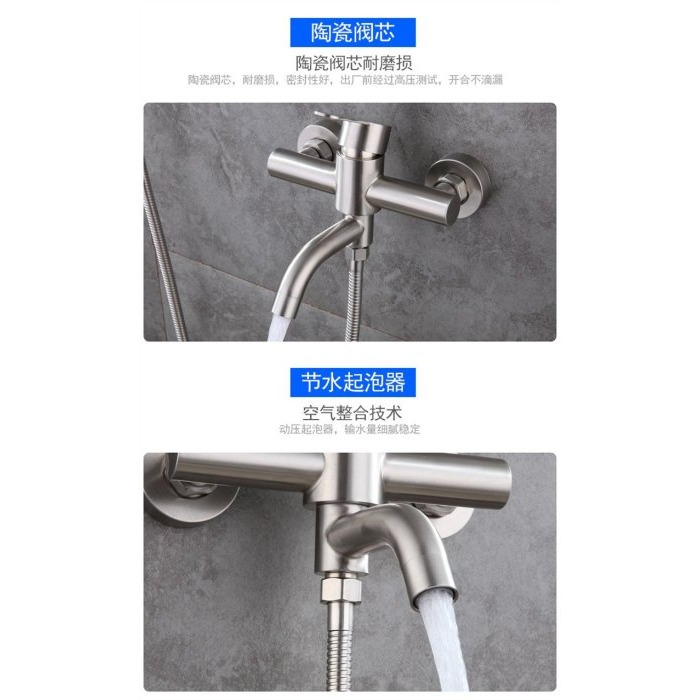 沐浴旋轉出水龍頭304不銹鋼淋浴龍頭冷熱 浴缸龍頭入牆 浴室三聯水龍頭混水閥暗裝-細節圖4