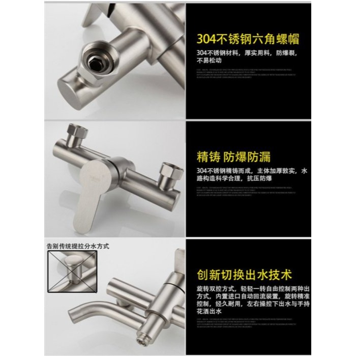 沐浴旋轉出水龍頭304不銹鋼淋浴龍頭冷熱 浴缸龍頭入牆 浴室三聯水龍頭混水閥暗裝-細節圖8