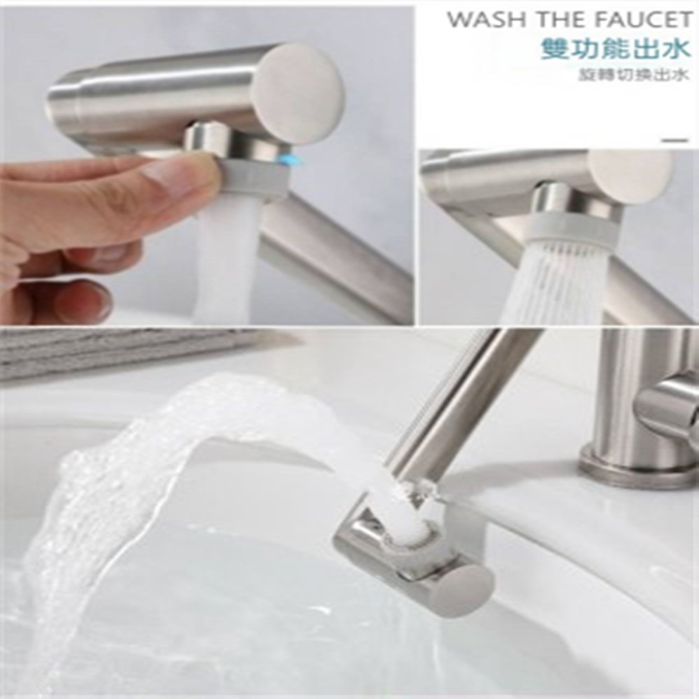 優質衛浴304不銹鋼單孔臉盆龍頭冷熱洗手台臉盆洗手水龍頭改裝 衛生間家用臺上龍頭萬向360度旋轉水龍頭 洗臉盆水龍頭-細節圖3