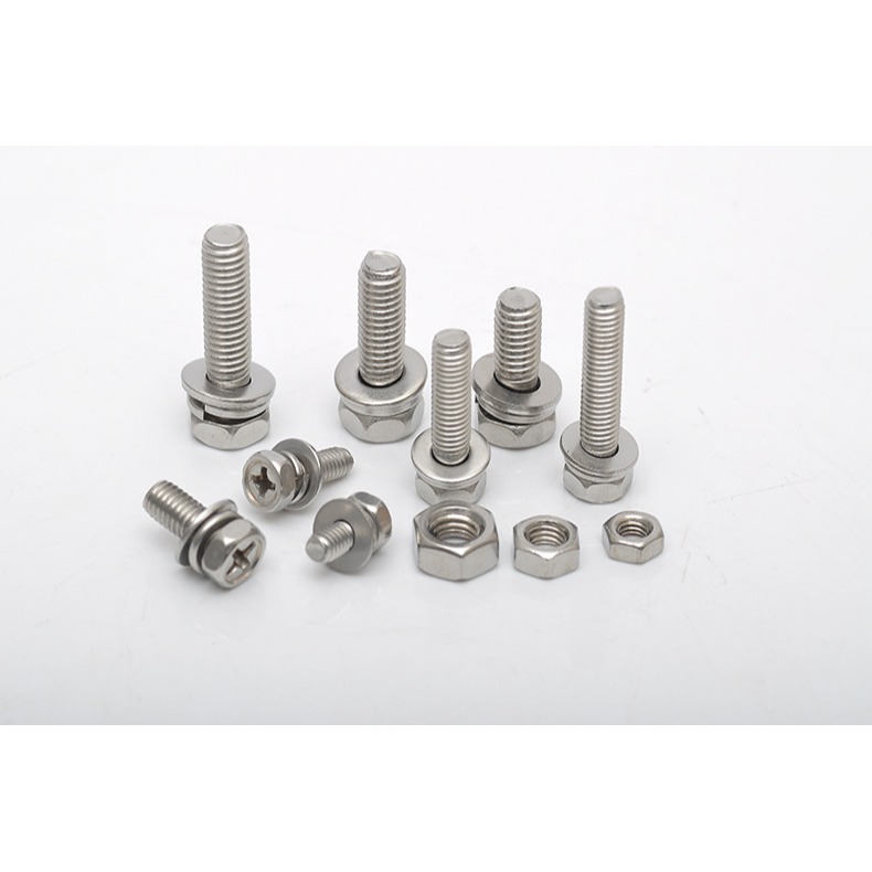 M4M5M6螺絲套組304不銹鋼外六角三組合螺絲螺栓套裝200 PCS十字凹穴三組合螺絲套裝-細節圖2