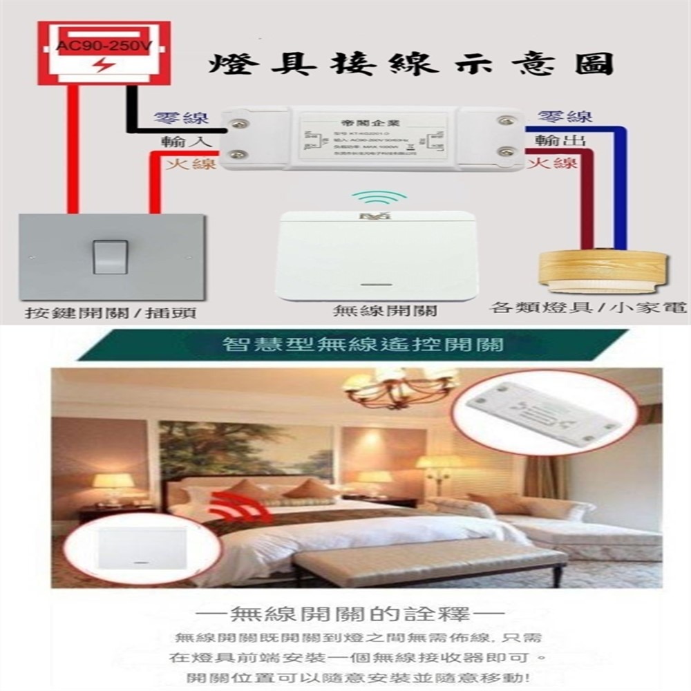 免佈線燈具無線遙控開關可在1個地方無線遙控3個電源 附電池3鍵開關無線遙控 單雙控 總開總關功能 隨意貼無線遙控器-細節圖2