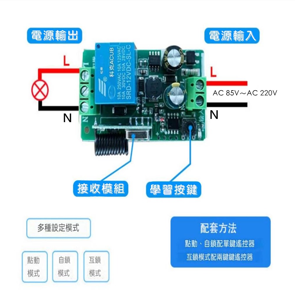寬電壓110V 小皮箱單路無線遙控開關遙控電燈 遙控音響自製無線開關一鍵無線遙控器LED燈單路通斷開關 報警器信號開關-細節圖3