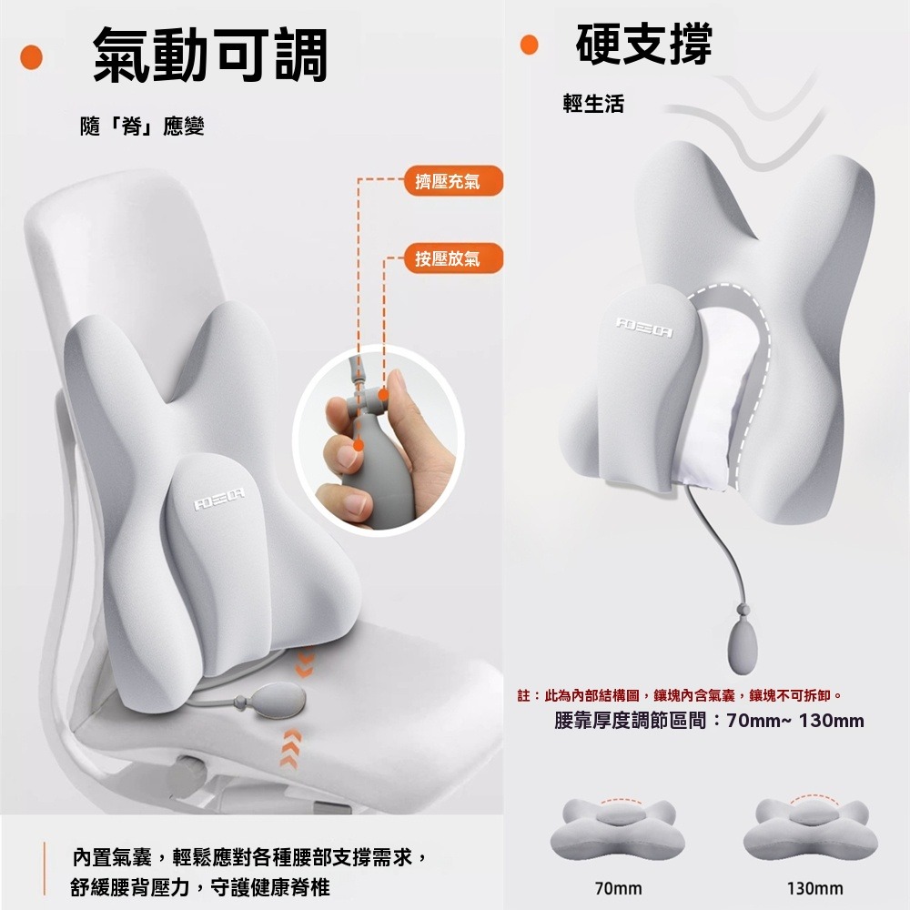 可充氣靠枕充氣氣囊靠腰枕可調高低辦公室腰靠腰枕靠墊座椅腰部支撐睡覺上班久坐護腰靠背墊電腦椅靠枕椅背靠枕-細節圖3