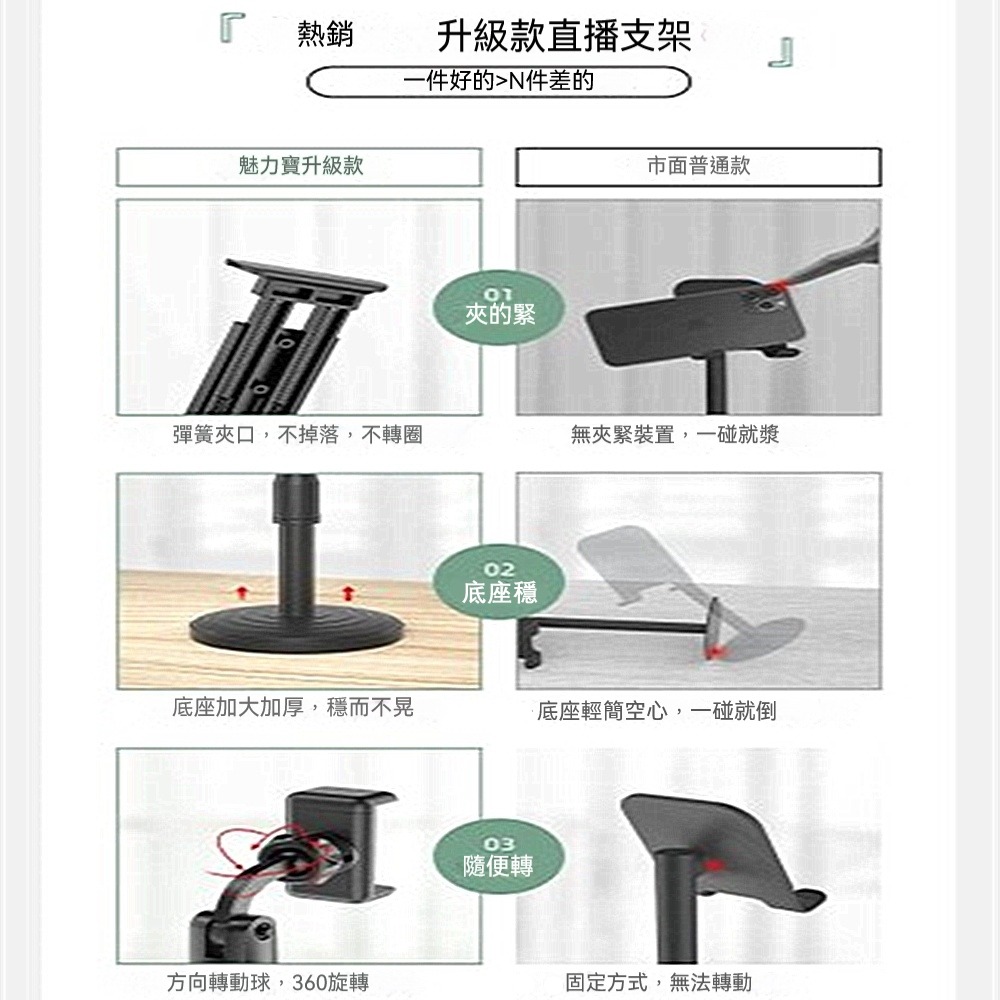 多功能桌面支架 手機網課抖音直播支架 升降帶貨自拍攝影視頻支架 手機支架-細節圖2