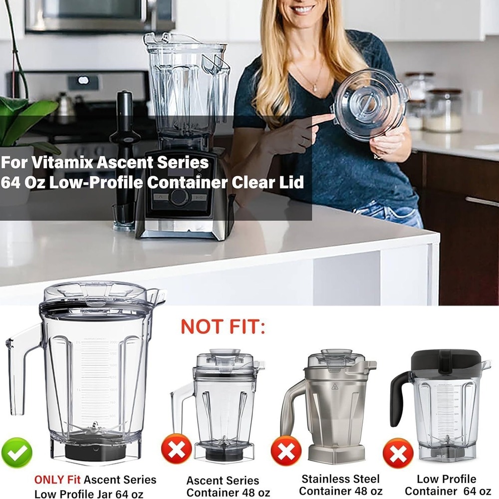 透明蓋子適用VITAMIX 蓋子維他美仕料理機杯蓋64 盎司容器蓋子相容 Vitamix A3500果汁杯蓋子調理機配件-細節圖2