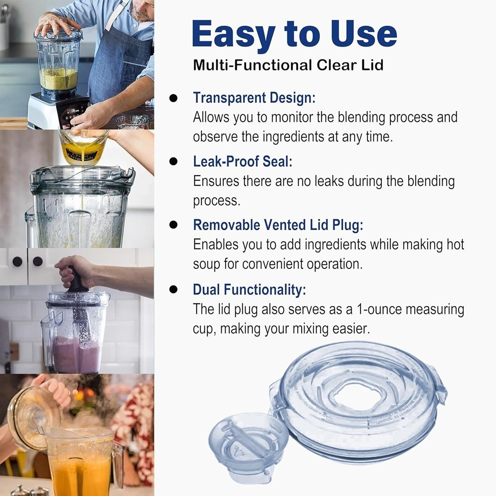 透明蓋子適用VITAMIX 蓋子維他美仕料理機杯蓋64 盎司容器蓋子相容 Vitamix A3500果汁杯蓋子調理機配件-細節圖4