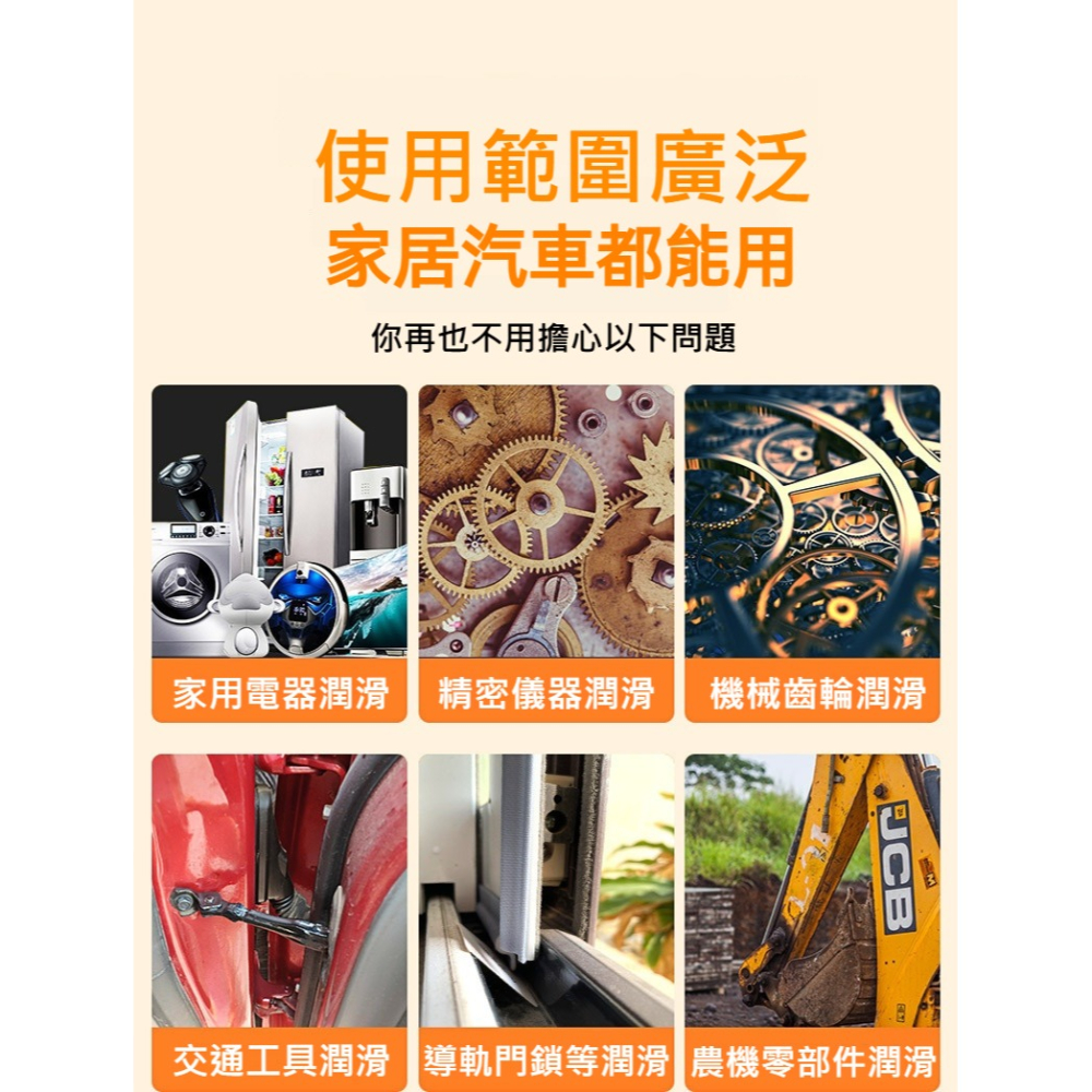 鐵門軌道潤滑噴劑汽車工業用潤滑防銹黃油噴霧450ml輪軸潤滑液體黃油噴劑機械潤滑門鎖軸承齒輪異響汽車用油脂噴霧-細節圖4