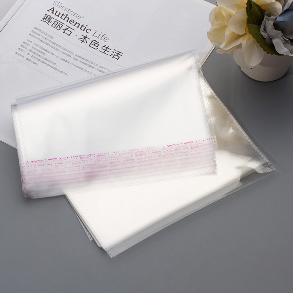opp袋透明包裝袋100入自粘袋 自黏封塑膠袋服裝包裝袋子20*24 (20+4)雙層5絲opp袋-細節圖2