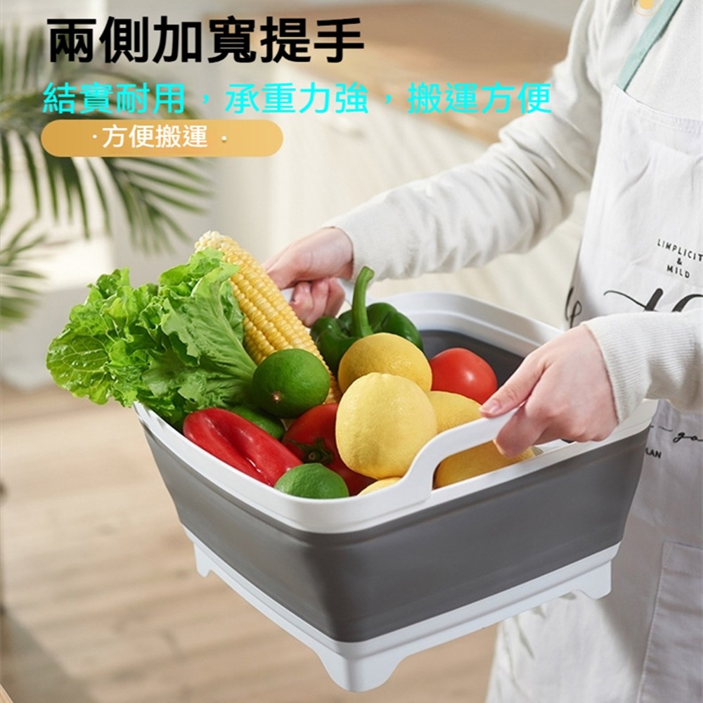 多功能瀝水槽籃 碗盤瀝乾折疊水槽 可收納瀝水槽 塑膠便攜折疊洗菜盆 廚房水槽 折疊瀝水籃-細節圖7