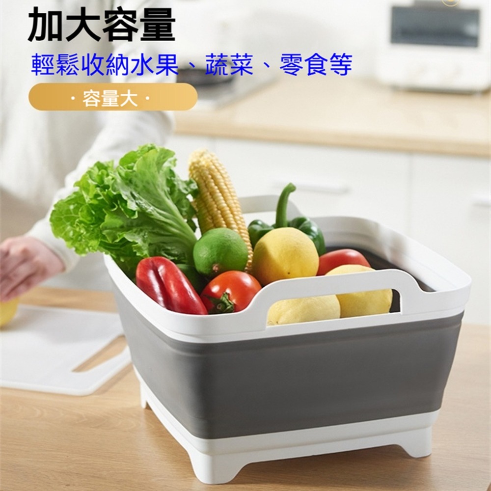 多功能瀝水槽籃 碗盤瀝乾折疊水槽 可收納瀝水槽 塑膠便攜折疊洗菜盆 廚房水槽 折疊瀝水籃-細節圖8