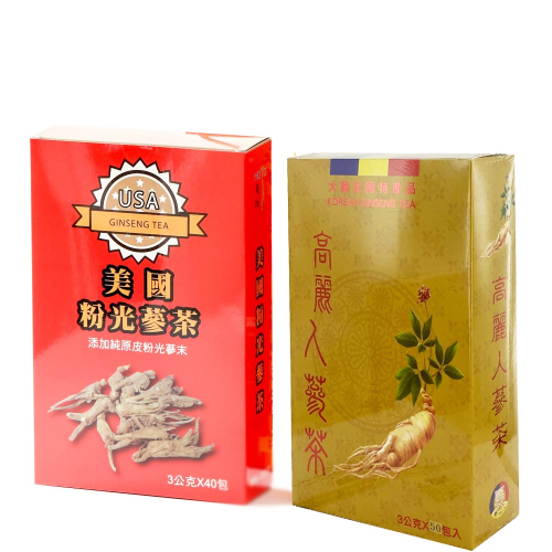 《瀚軒》精選韓國高麗人蔘茶+上選美國粉光蔘茶 (3g*50包)各1盒