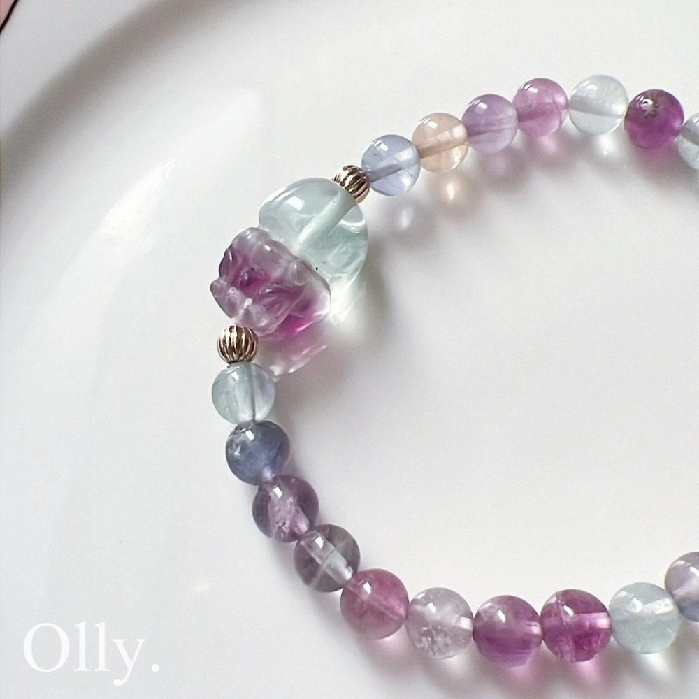 【Olly】設計款【貔貅】螢石 藍營石 引導能量 清晰思緒 排除負能 水晶手鍊 水晶手串 水晶手環-細節圖3