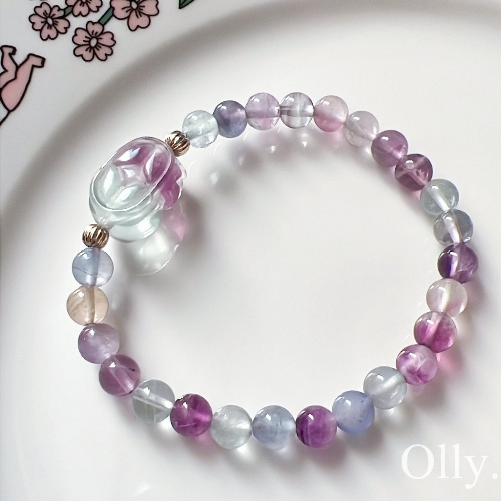 【Olly】設計款【貔貅】螢石 藍營石 引導能量 清晰思緒 排除負能 水晶手鍊 水晶手串 水晶手環-細節圖4
