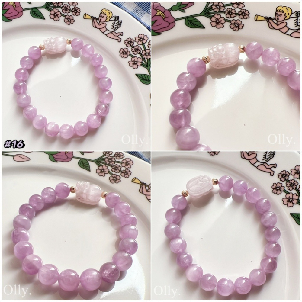 【Olly】設計款【貔貅】貓眼紫鋰輝  激發創造力 藝術靈感 孔賽石 水晶手鍊 水晶手環 水晶手串-細節圖4