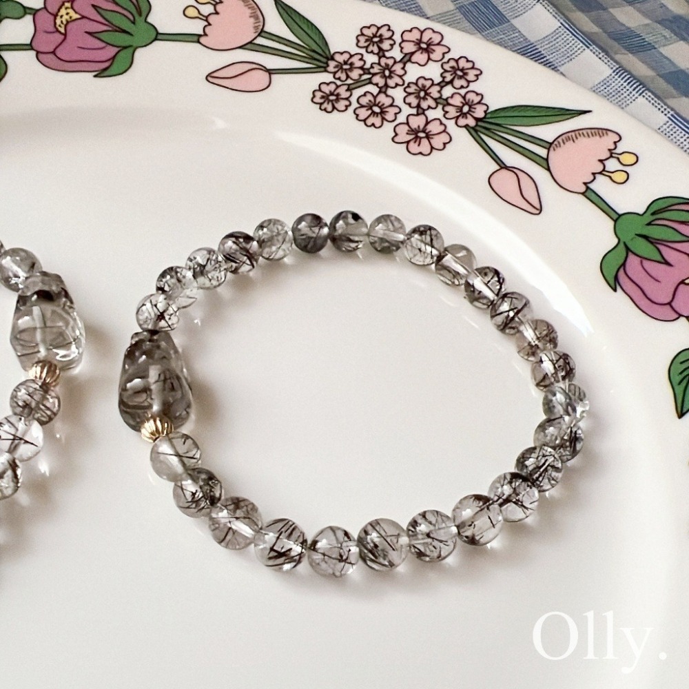 【Olly】設計款【貔貅】黑髮晶 提升事業運 領導能力 防小人 水晶手鍊 水晶手串 水晶手環-細節圖5